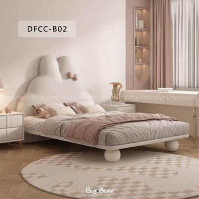 【大熊傢俱】DFCC B02 床架 兔子床 皮床 奶油風 床組 軟床 造型床 兒童床 實木 訂製 現代床