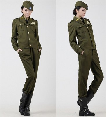 高雄艾蜜莉戲劇服裝表演服*綠色女日軍服/美軍服*購買價$1000元/出租價$400元
