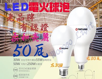 老廠牌 TATUNG LED燈泡 50W/E27燈頭 節能省電 110/220V全電壓 本體不易摔破/取代75W大螺旋