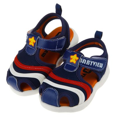 童鞋/BABYVIEW藍色星星流線圖案護趾寶寶嗶嗶涼鞋(13~15公分)L7M010B