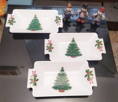 [C.M.平價精品館]現貨出清特價/大氣聖誕圖案水果甜品防摔破美耐皿長方形大餐盤