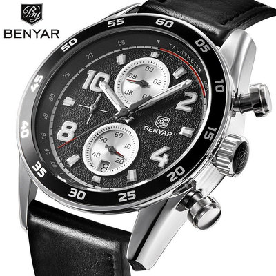 新款推薦百搭手錶 賓雅BENYAR 跨境手錶男士手錶時尚防水多功能腕錶石英watches5126 促銷