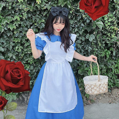 萬聖節服裝 愛麗絲夢幻仙境 女僕裝 cosplay服 lolita 短袖軟妹公主裙