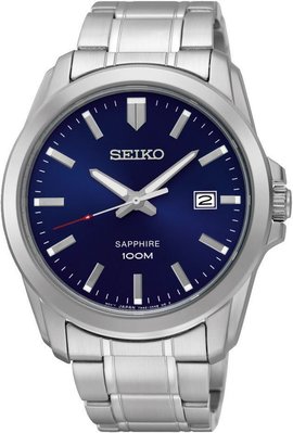 【金台鐘錶】SEIKO 精工 男錶 石英錶 不鏽鋼錶帶 (藍寶石水晶玻璃) 藍色錶盤SGEH47P1 SGEH47