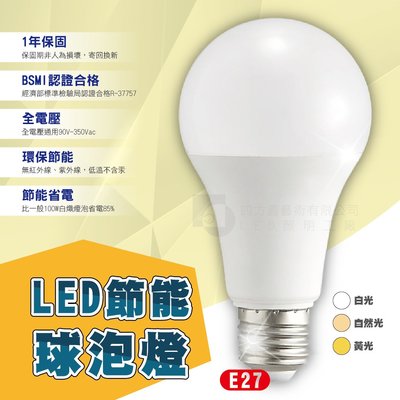【四方圓LED照明】LED節能球泡燈10w（另有3/6/12/15/20w） 白光/自然光/黃光 燈泡 一年保固 全電壓