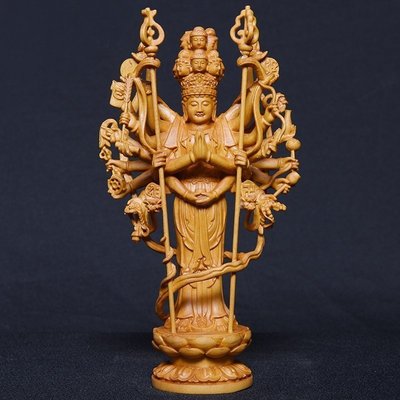 黃楊木 神像 佛像 千手觀世音菩薩木雕 千手觀音菩薩 法像莊嚴（GA-3452）