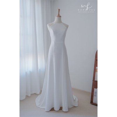 簡約法式高腰薄款緞面新娘輕薄婚紗ff250-麥德好服裝包包
