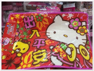 小花花日本精品♥ Hello Kitty  出入平安  地墊 踏墊 腳踏墊 門墊  紅色過年22504302