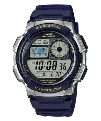 CASIO手錶 經緯度 百米防水 仿飛機儀表面板 LCD模擬指針 台灣代理公司貨保固【↘860】AE-1000W-2A