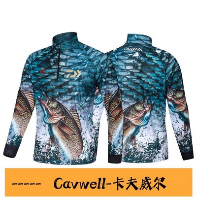 Cavwell-滿199出貨Baju Pancing Daiwa 釣魚衣服襯衫夾克上衣防紫外線透氣球衣長袖套裝連帽衫-可開統編