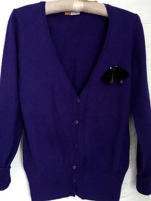日本制ARCHIVES紫色V領造型實穿好搭針織外套(2-1)