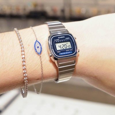 【金台鐘錶】CASIO 卡西歐 小巧復古防水電子錶 (女錶) (哈韓) (藍) LA670WA-2
