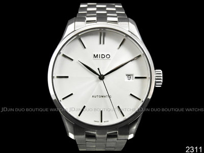 金鐸精品~2311 MIDO 美度 Belluna布魯納系列 銀白色波紋面盤 自動上鍊男用腕錶
