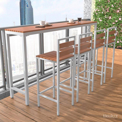靠牆高腳桌咖啡店奶茶店酒吧室外庭院陽台休閑區塑木戶外吧檯桌椅