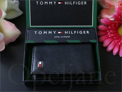 $859 Tommy Hilfiger TH 黑色真皮夾 證件信用卡 悠遊卡 三折ID短夾 中夾禮盒裝 愛Coach包包
