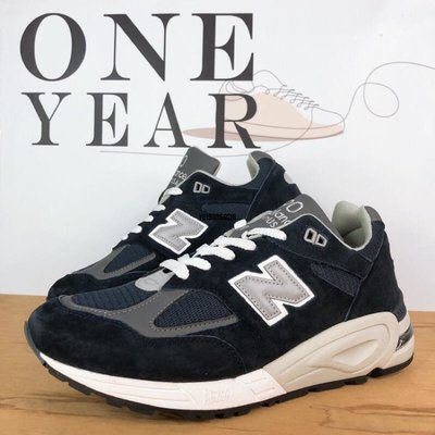 【正品】ONE YEAR_ New Balance 990 NB V2 深藍 灰 反光 3M 麂皮 復古 男女 M990NV2潮鞋