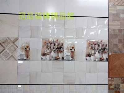 ◎冠品磁磚精品館◎進口精品-高亮釉立體壁磚+立體花磚–30X60 CM