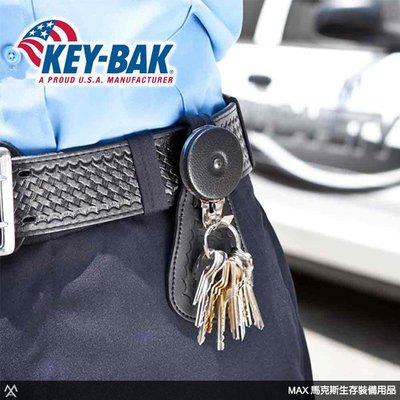 馬克斯 - KEY-BAK 黑色伸縮鑰匙圈24"含勾 / 附皮墊 / 鋼鍊款/ 0001-118