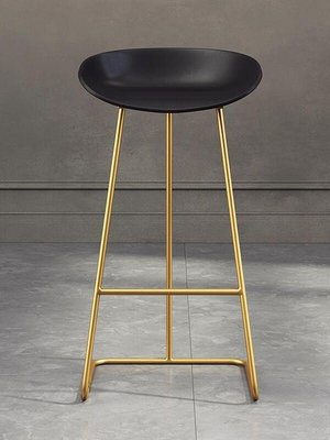 新款北歐鐵藝創意現代簡約酒吧臺椅咖啡廳金色吧凳子前臺高腳吧椅