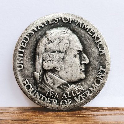 老董先生佛蒙特州本寧頓戰役150周年紀念半美元銀幣 50美分硬幣仿外國錢幣