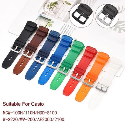 卡西歐 16mm 塑料錶帶, 用於 Casio Mcw-100H Mcw110H Hdd-S100 Wv-200 W-S