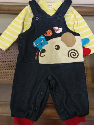 [二手] 台灣製 ROBERTA COLUM 諾貝達卡文 男嬰兒男寳寳男童裝 POLO衫 + 吊帶褲 二件組(75cm)