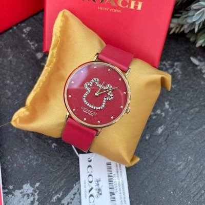 正品代購 現貨 保固 COACH蔻馳手錶牛年生肖本命年定製版石英女錶真皮小紅表