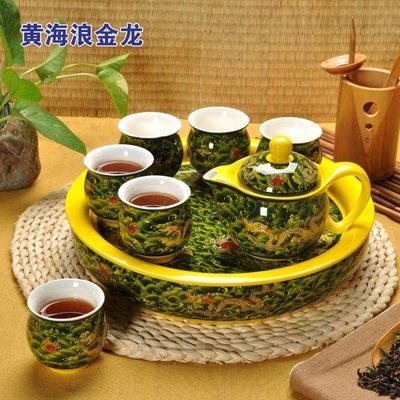 熱銷 景德鎮家用茶具套裝 茶盤茶臺整套雙層陶瓷功夫茶杯茶壺 HM