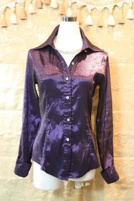 【性感貝貝】紫色銀亮光澤OL襯衫彈性上衣, Nara Camicie Michael Kors Mexx IMIX款