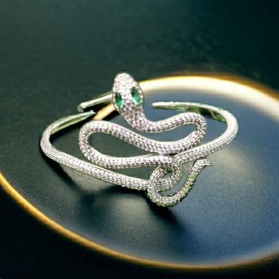【🌹庫存未使用全新品🌹】🌹摩納哥🌹皇室珠寶🌹 APM monaco 蛇 水鑽+純銀 手環【保證真品&amp;超低價可刷卡】