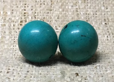 【和喜屋E294】11.5mm天然綠松石圓珠，1標2顆