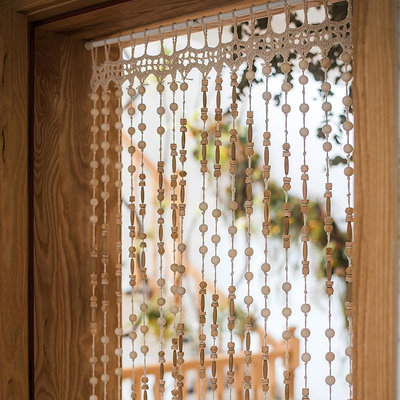 木珠簾定制裝飾窗簾門簾隔斷簾手工藝術創意玄關茶室咖啡館