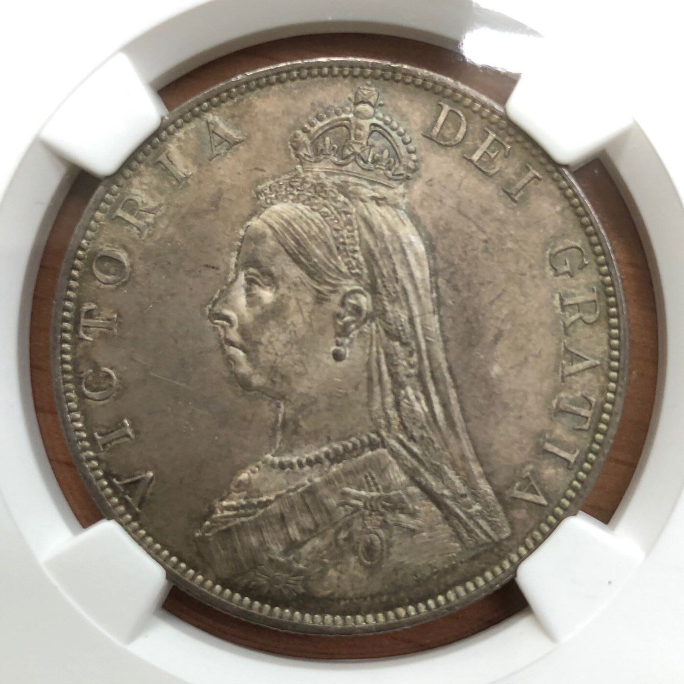 1887英國維多利亞4S大銀幣NGC MS64 （數字羅馬1稀少五彩包漿高分罕見 