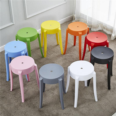 椅子 凳子 餐椅 加厚椅子塑料凳子加厚成人餐桌凳時尚創意高凳餐凳椅子家用凳彩色圓凳板凳