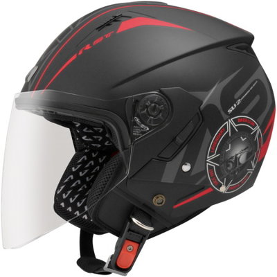 Astone 安全帽彩繪半罩內建墨鏡RST AQ5 消光黑紅