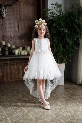 韓版女童蓬蓬 公主裙 畢業演出服 鋼琴演奏花童 白色禮服 洋裝紗裙