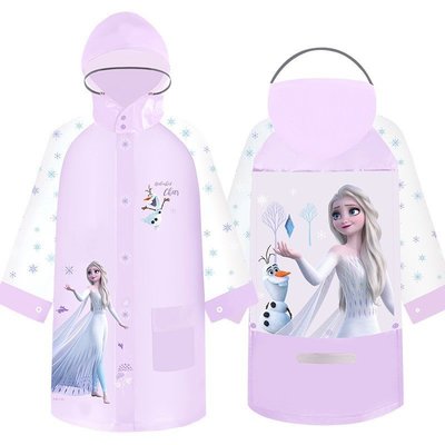 一件代發迪士尼兒童雨衣愛莎公主新款PVC防水雨披學生帶書包位