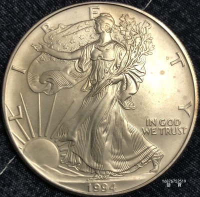 【鑒 寶】（世界各國錢幣） 美國1994年1美元行走女神1盎司大型紀念銀幣（完未品） DDS291
