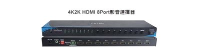 【昌明視聽】五角科技 HSW-0801FE 8入1出 4K2K HDMI 8Port影音選擇器 8入1出HDMI選擇器