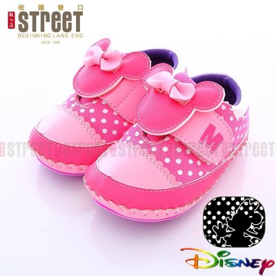 【街頭巷口 Street】Disney 迪士尼 米妮 兒童節特價 可愛點點風 魔鬼氈寶寶學步鞋KRM453246F 粉色