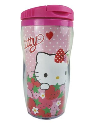 【卡漫迷】 Hello Kitty 草莓 隨手杯 ㊣版 300cc 水杯 飲料杯 台灣製 水壺 曲線杯 15cm 環保杯