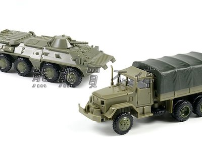 [在台現貨/拼裝車] 美軍 M35 軍事卡車 &amp; 蘇聯 BTR80 裝甲運輸車 1/72 立體拼裝模型 兩套一組