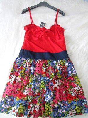 美國購回Abercrombie & Fitch AF紅色花卉KOOKAI MAX CO OASIS款洋裝