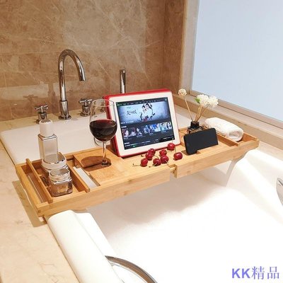Linの小鋪【直髮】浴缸架多功能伸縮置物架衛生間泡澡平板手機支架浴室浴盆浴桶支架