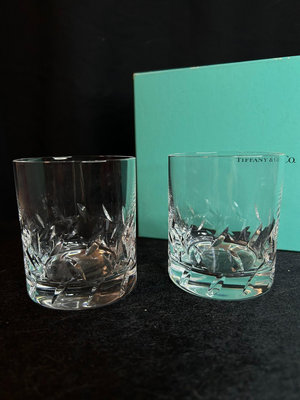 正品蒂芙尼Tiffany&amp;Co.威士忌杯水晶杯 一對帶原盒T
