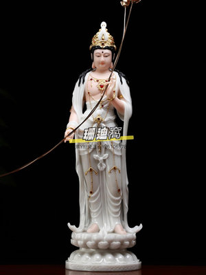佛像漢白玉西方三圣佛像觀音菩薩家用供奉觀音佛像阿彌陀佛像站像擺件