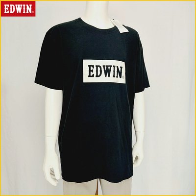日本男装 EDWIN 新品 男 5L号 黒色 圓領T恤 LogoT恤 寬鬆 棉T 短T EDWIN 愛德恩ｔO619E