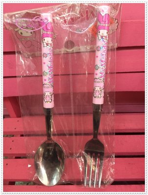 小花花日本精品♥ Hello Kitty  美樂蒂  不鏽鋼餐具組(湯匙/筷子)  粉色綿羊11002000