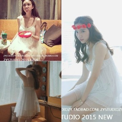 【 Angela ViVi 】韓版 甜美可人蕾絲睡衣睡褲性感睡裙女夏季閨蜜公主白網紗成套睡衣(含胸墊) 清純白色