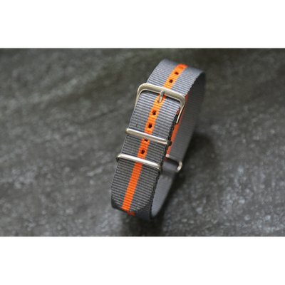 sei ko可用（灰色+橘色)22mm Nylon Watch Strap尼龍NATO zulu G10四環時尚軍錶錶帶